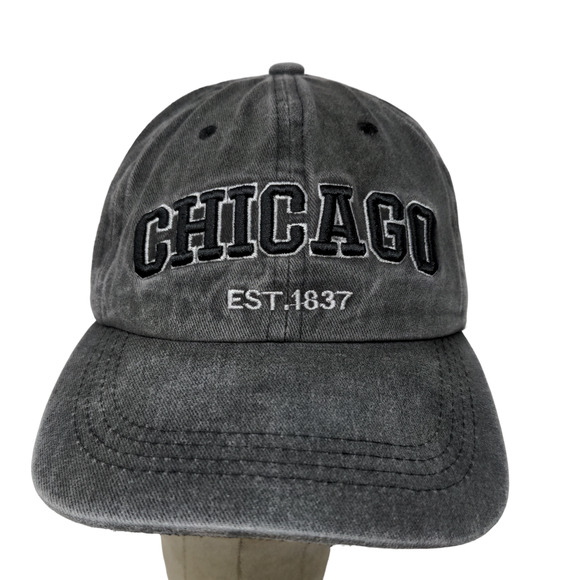 Chicago Men's Slideback Hat Gray Adjustable Embroidered Logo - Picture 1 of 10